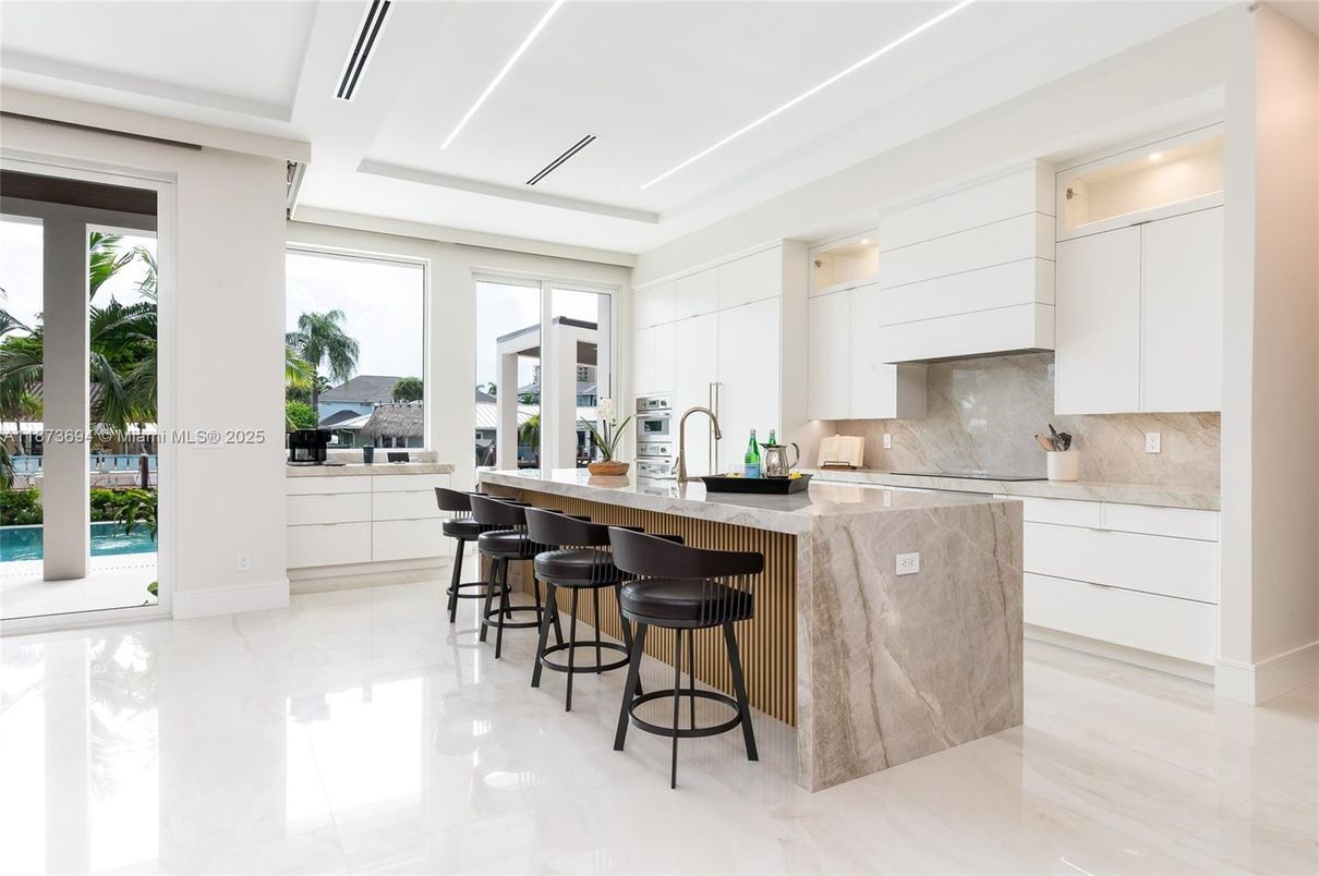 Interior, Kitchen, Marble Walls, Recessed Lighting