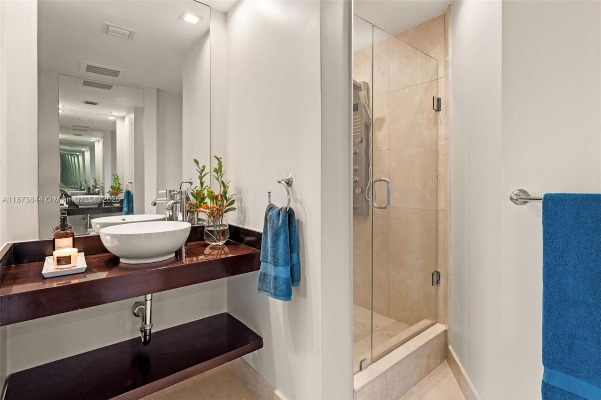 Bathroom, Glass Shower, Interior, Recessed Lighting