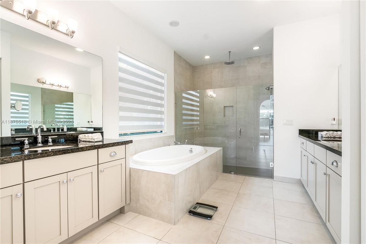 Bathroom, Dual Sink Vanities, Glass Shower, Interior, Recessed Lighting