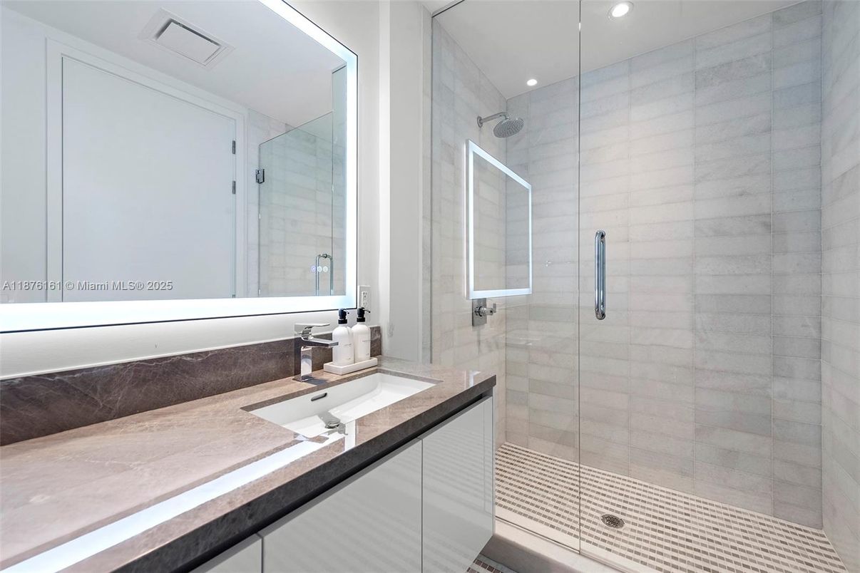 Bathroom, Glass Shower, Interior, Recessed Lighting