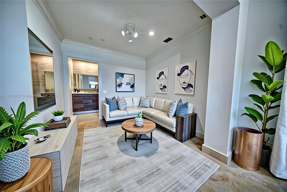 Interior, Living room, Recessed Lighting, Wood Texture Flooring