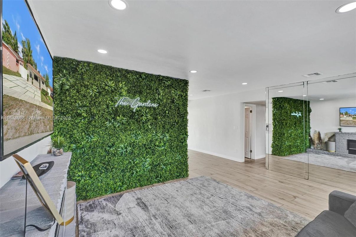 Fireplace, Interior, Recessed Lighting, Wood Texture Flooring