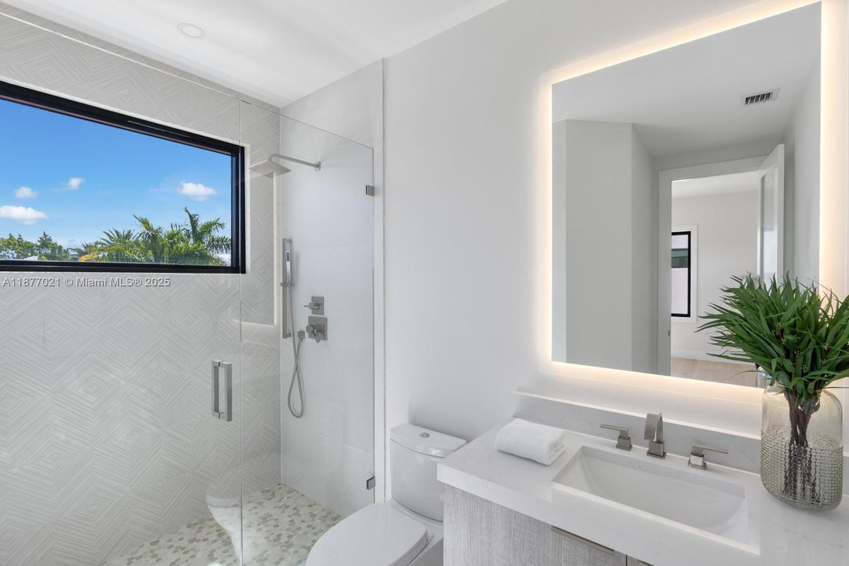 Bathroom, Glass Shower, Interior, Recessed Lighting