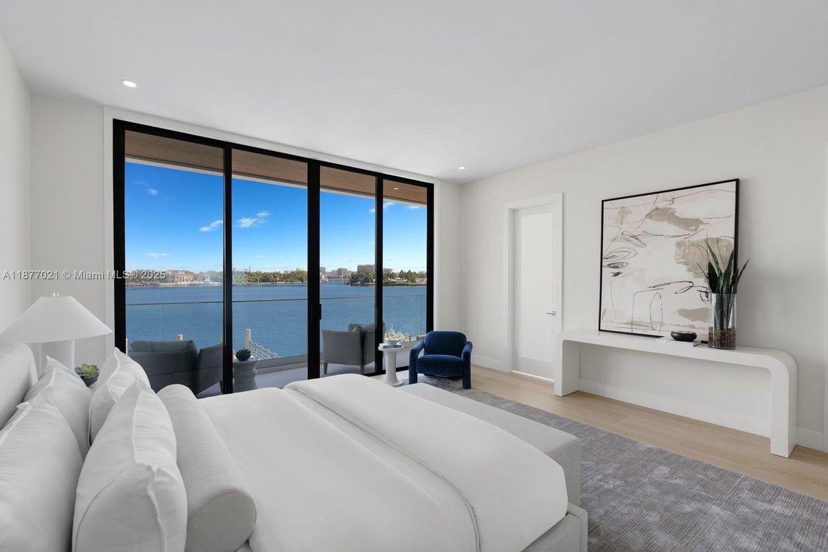 Bedroom, Interior, Recessed Lighting, Water, Wood Texture Flooring