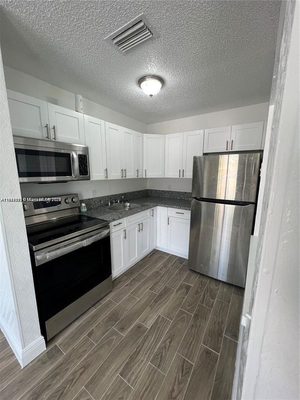 Interior, Kitchen, Stainless Steel Appliances, Wood Texture Flooring