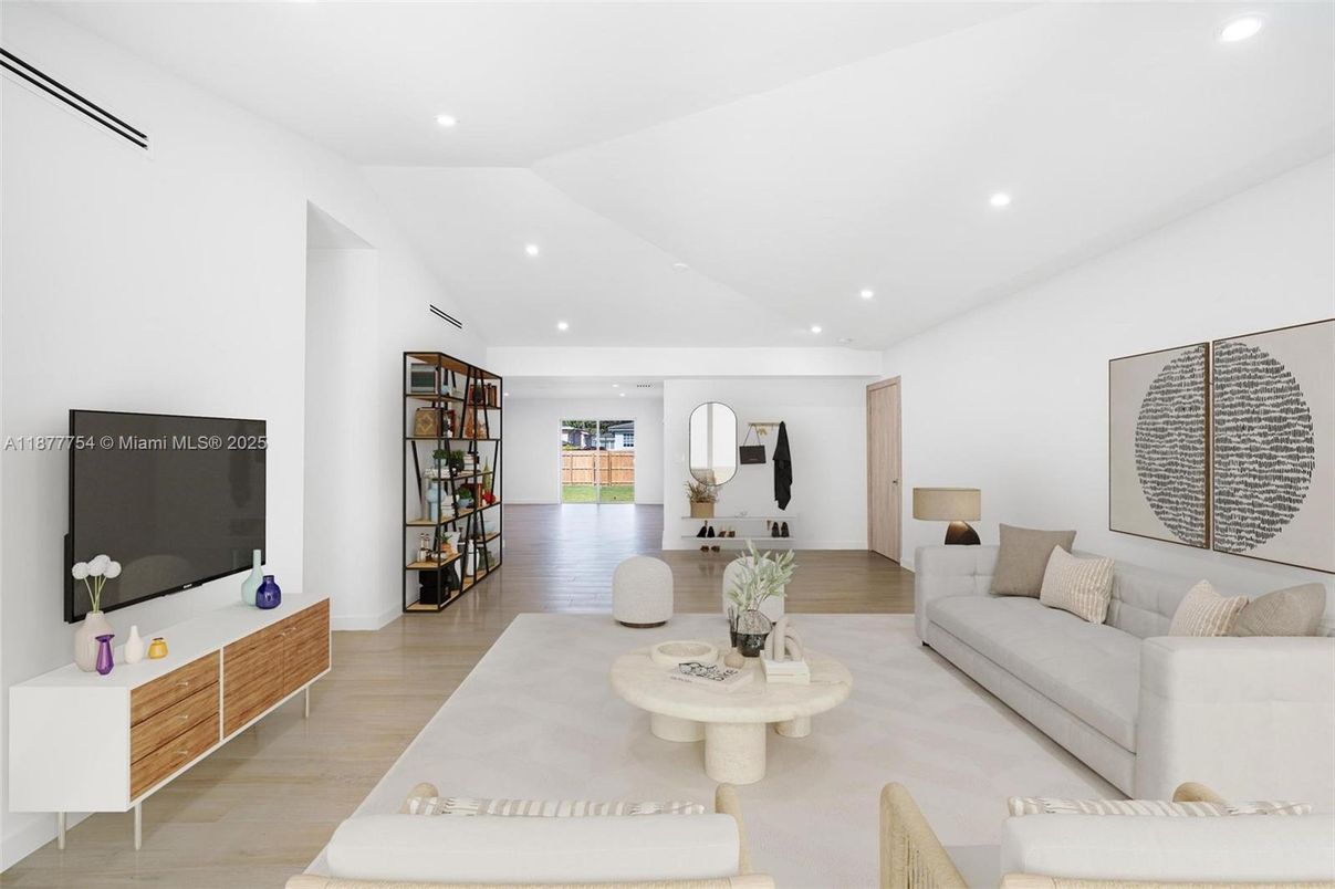Interior, Living room, Recessed Lighting, Wood Texture Flooring