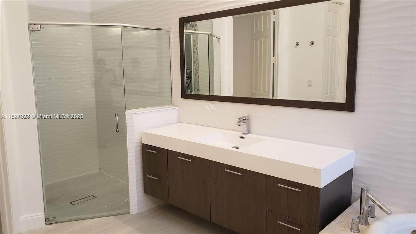 Bathroom, Glass Shower, Interior, Wood Texture Flooring