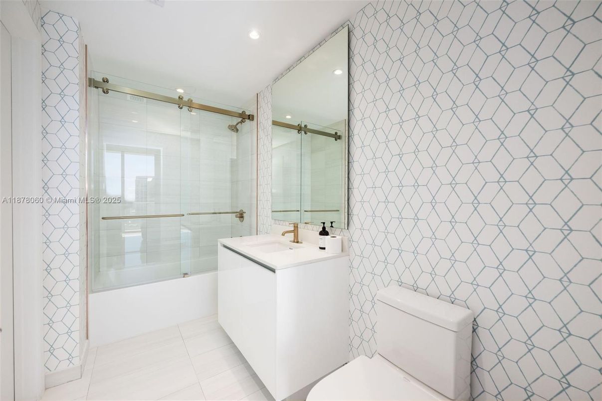 Bathroom, Glass Shower, Interior, Recessed Lighting