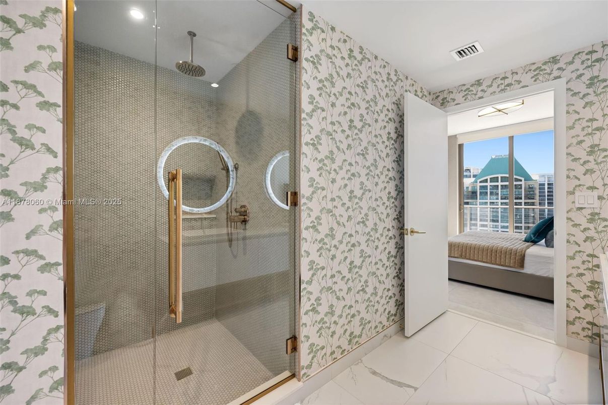 Bathroom, Bedroom, Glass Shower, Interior, Marble, Recessed Lighting