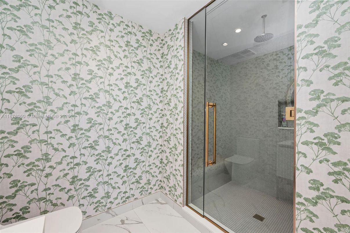 Bathroom, Glass Shower, Interior, Recessed Lighting