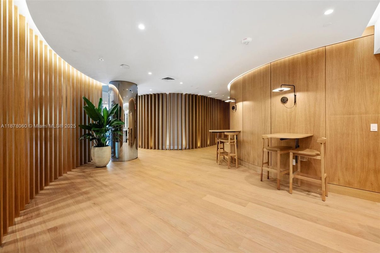 Interior, Recessed Lighting, Wood Texture Flooring, Wooden Walls