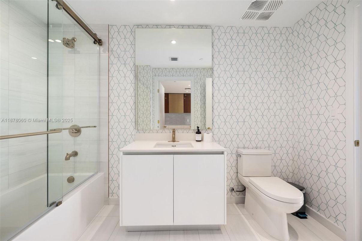 Bathroom, Glass Shower, Interior, Recessed Lighting