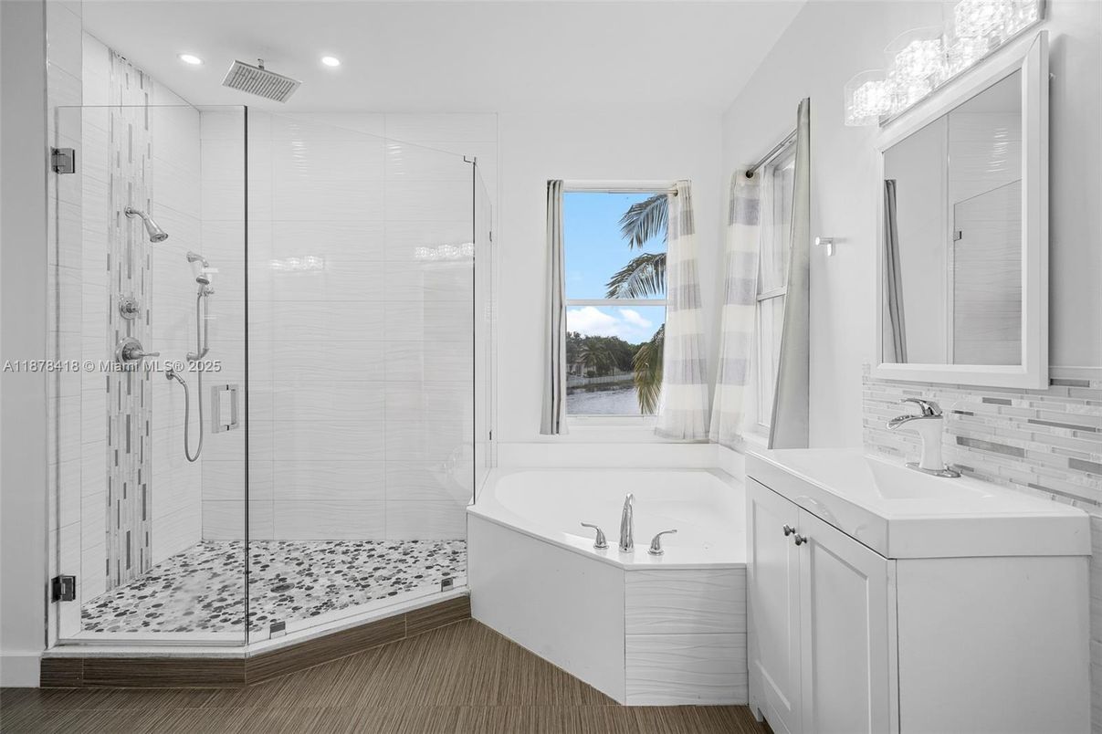 Bathroom, Glass Shower, Interior, Recessed Lighting