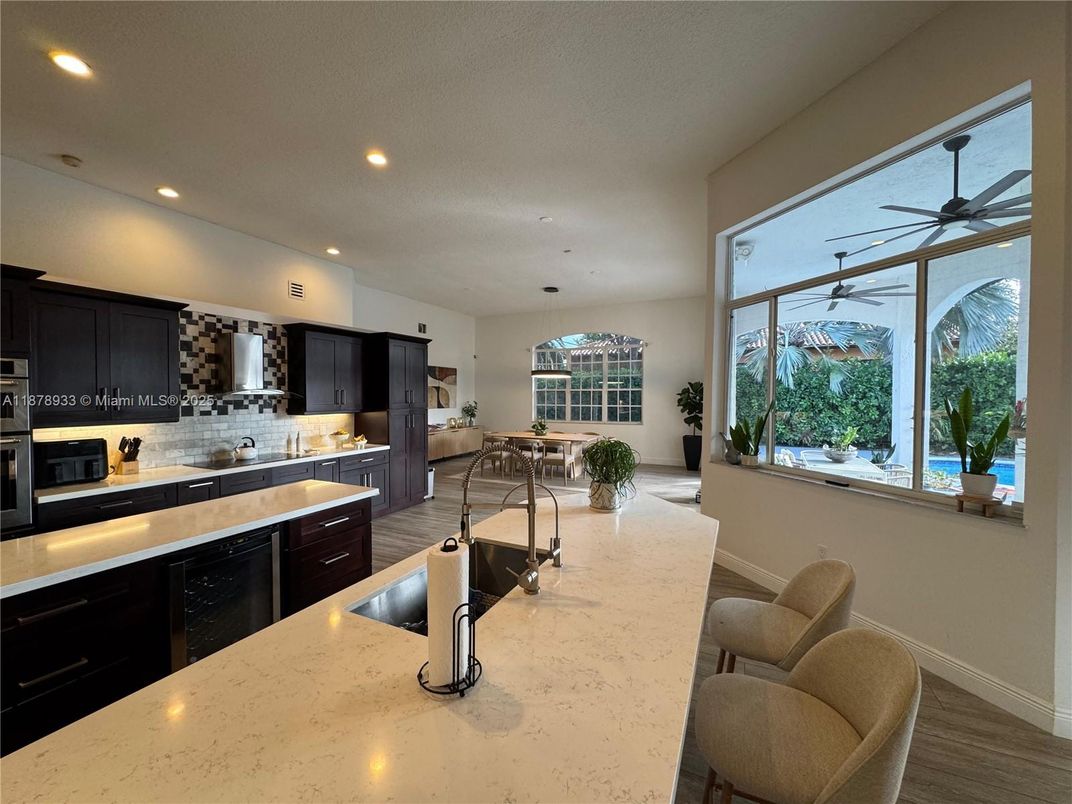Interior, Kitchen, Pendant Lights, Recessed Lighting, Wood Texture Flooring