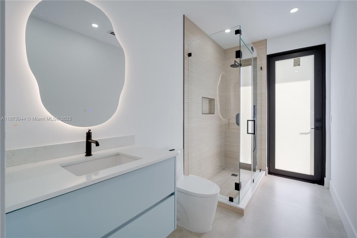 Bathroom, Glass Shower, Interior, Recessed Lighting