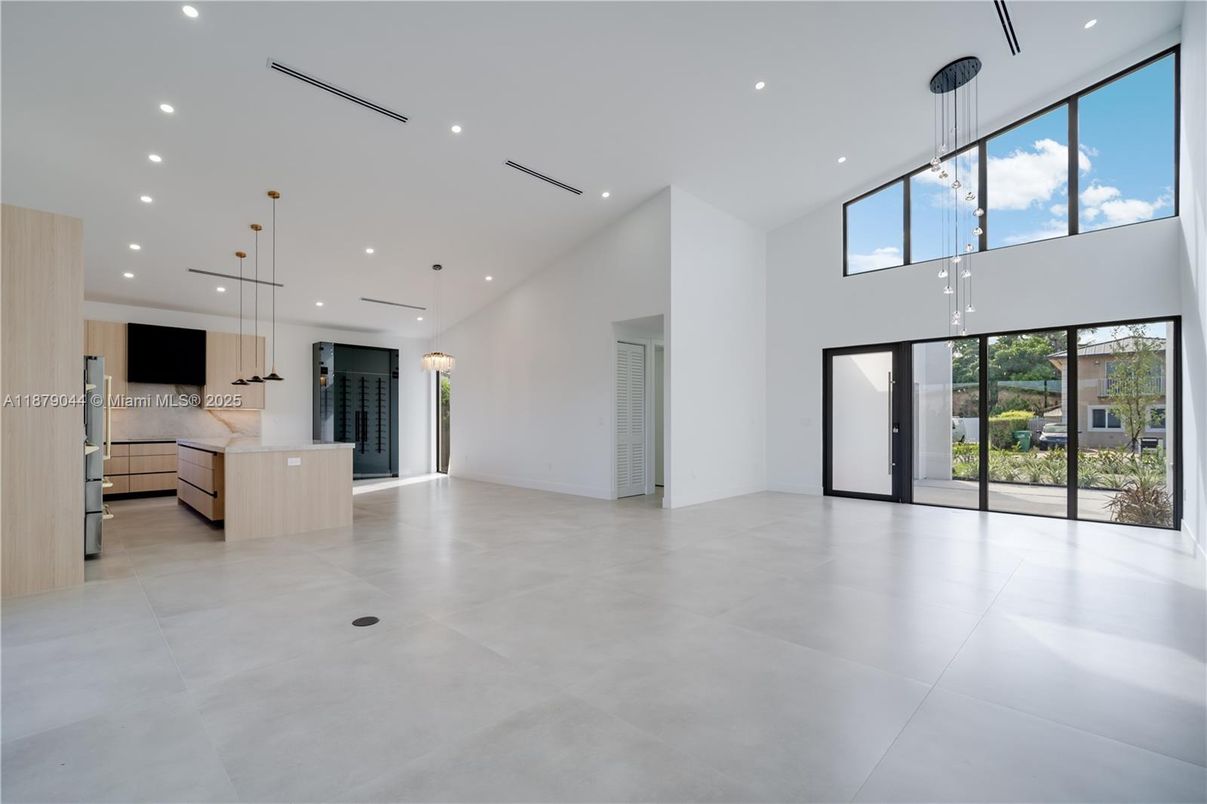 Empty room, Interior, Kitchen, Pendant Lights, Recessed Lighting