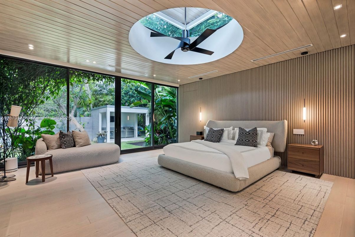 Bedroom, Interior, Recessed Lighting, Wooden Ceilings, Wood Texture Flooring
