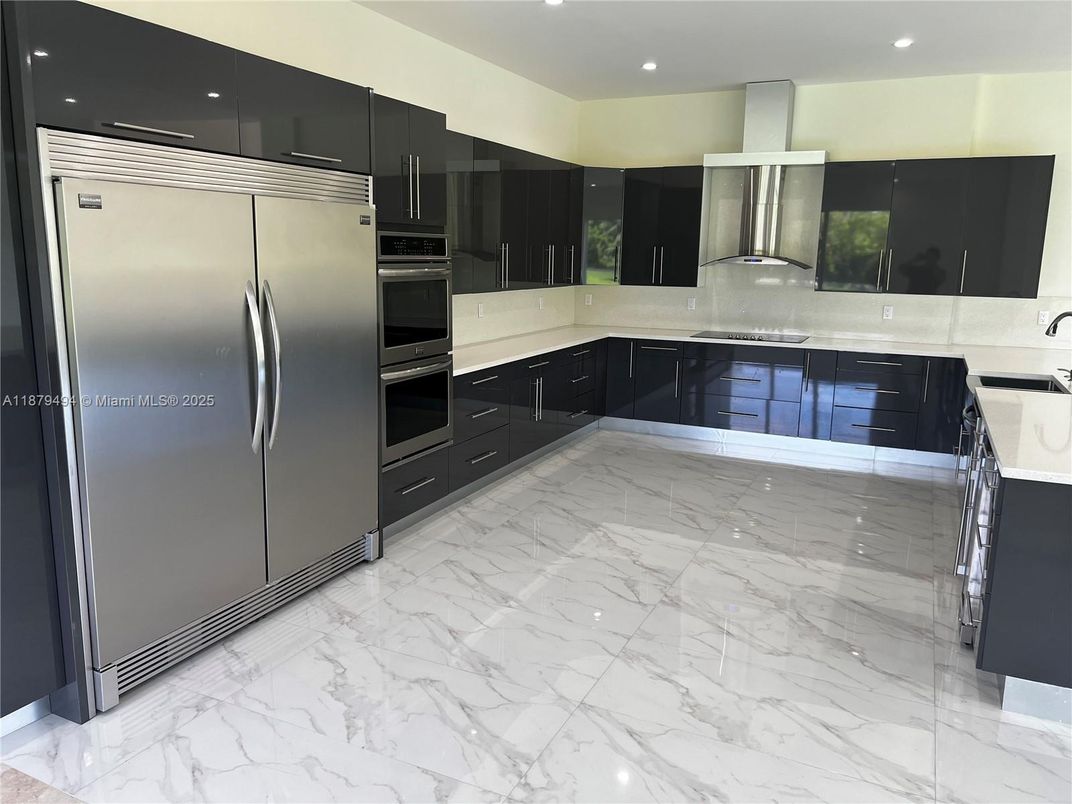 Interior, Kitchen, Marble, Recessed Lighting, Stainless Steel Appliances