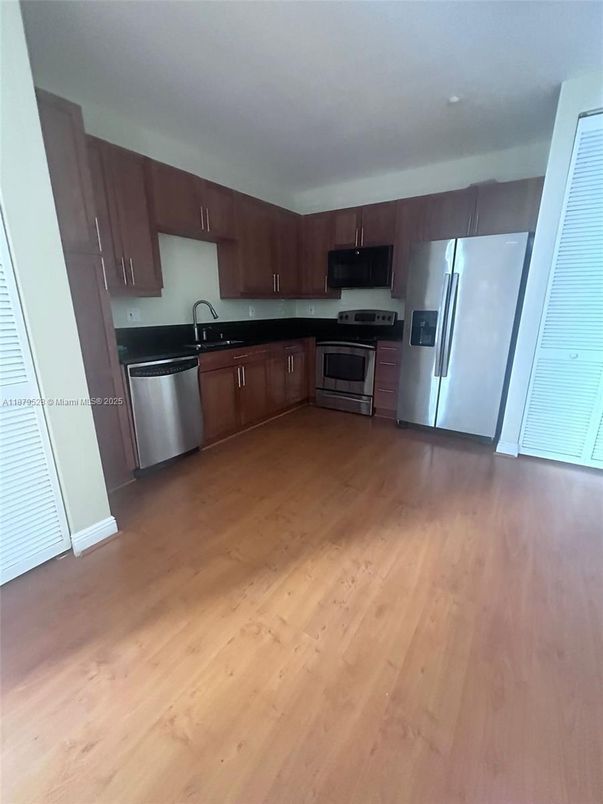 Interior, Kitchen, Stainless Steel Appliances, Wood Texture Flooring