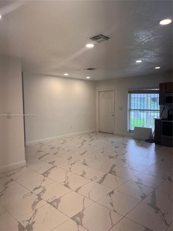 Empty room, Interior, Kitchen, Marble, Recessed Lighting