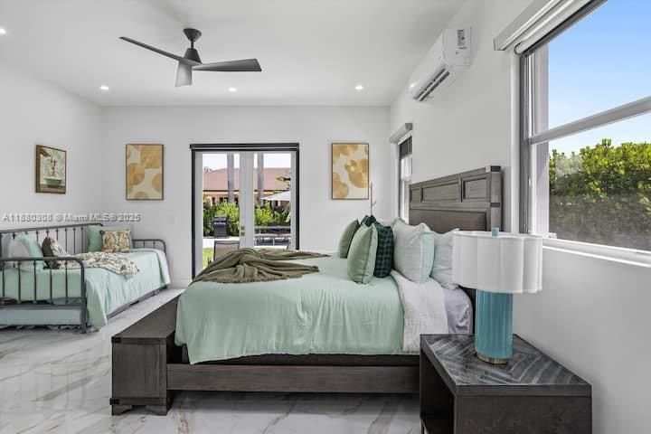 Bedroom, Interior, Marble, Recessed Lighting