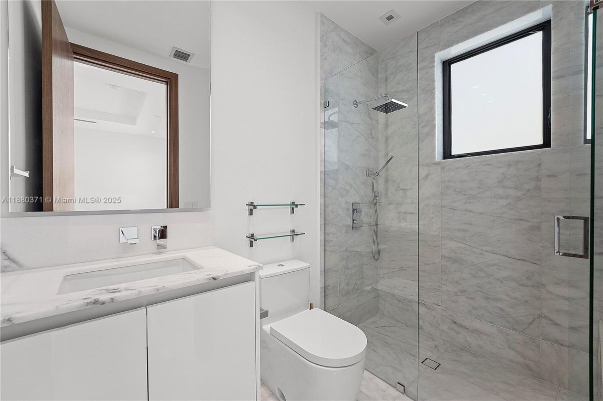 Bathroom, Glass Shower, Interior, Marble Walls