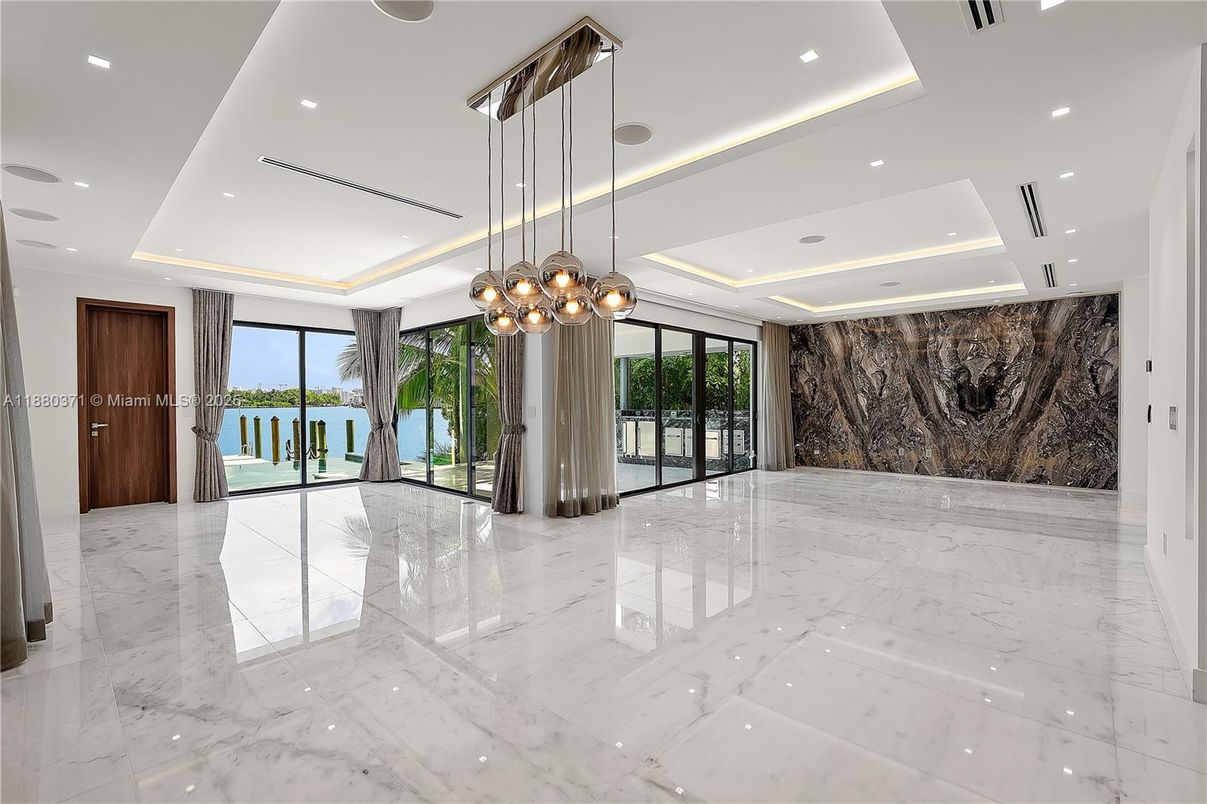 Empty room, Interior, Marble, Pendant Lights, Recessed Lighting, Water