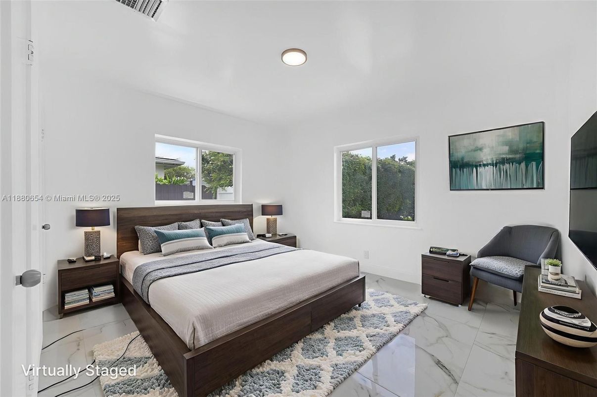 Bedroom, Interior, Marble, Recessed Lighting