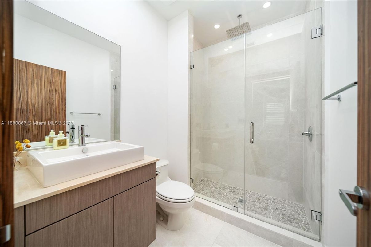 Bathroom, Glass Shower, Interior, Recessed Lighting