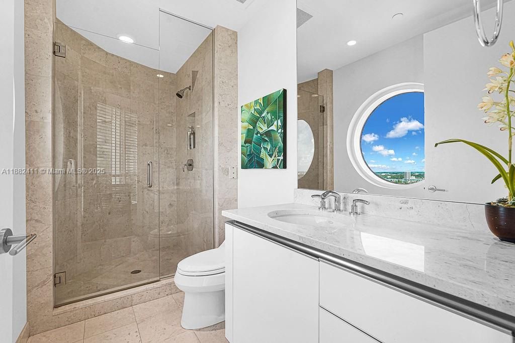 Bathroom, Glass Shower, Interior, Recessed Lighting