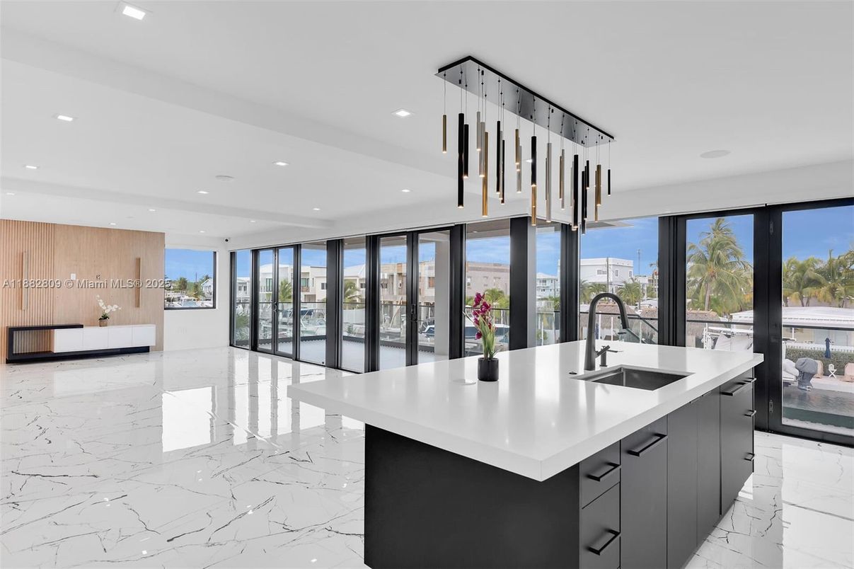 Interior, Kitchen, Marble, Pendant Lights, Recessed Lighting, Water