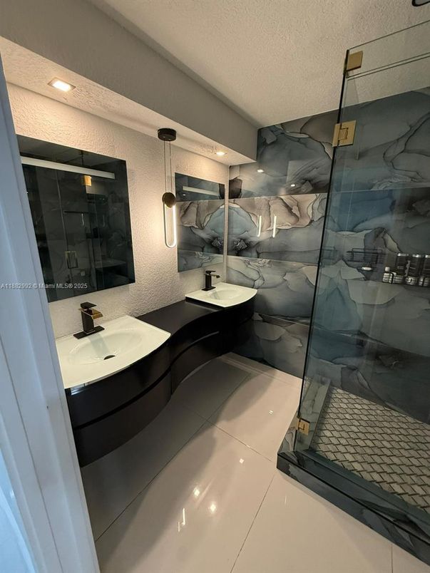 Bathroom, Glass Shower, Interior, Recessed Lighting
