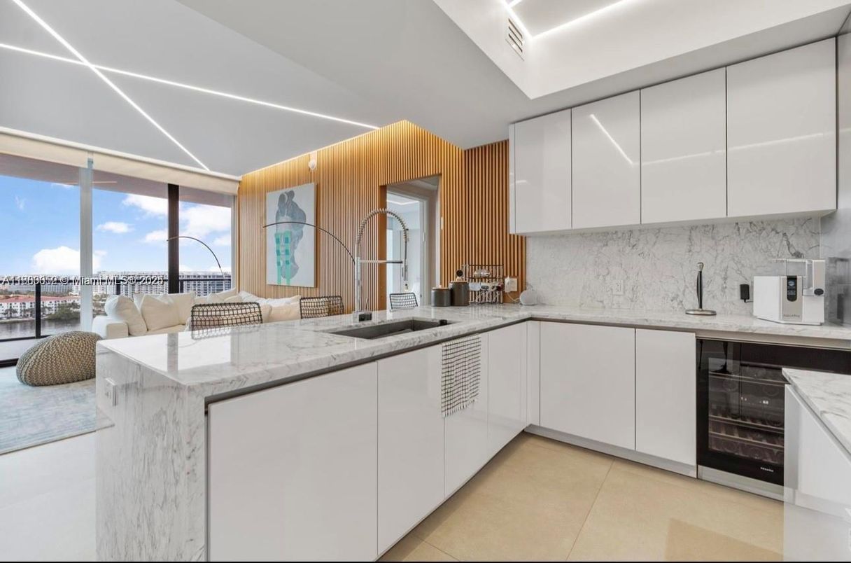Interior, Kitchen, Marble Walls, Water