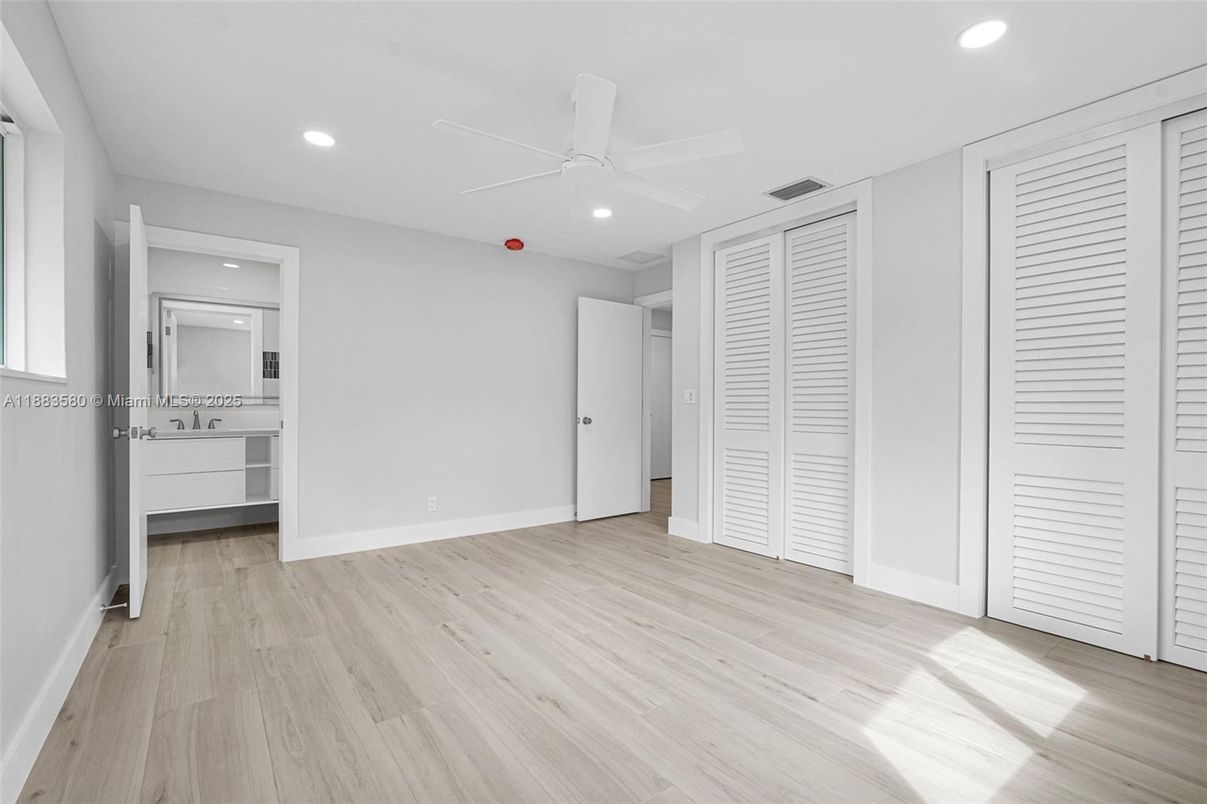 Bathroom, Empty room, Interior, Recessed Lighting, Wood Texture Flooring