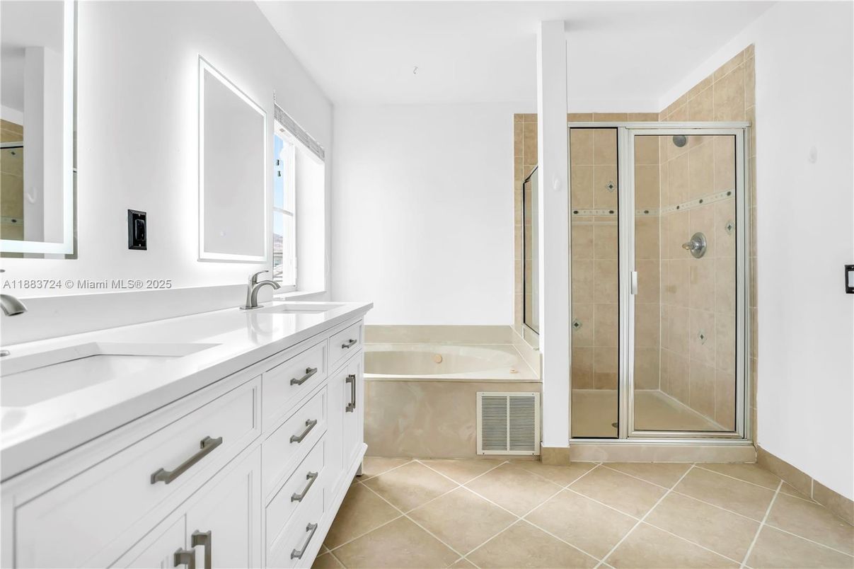 Bathroom, Dual Sink Vanities, Glass Shower, Interior