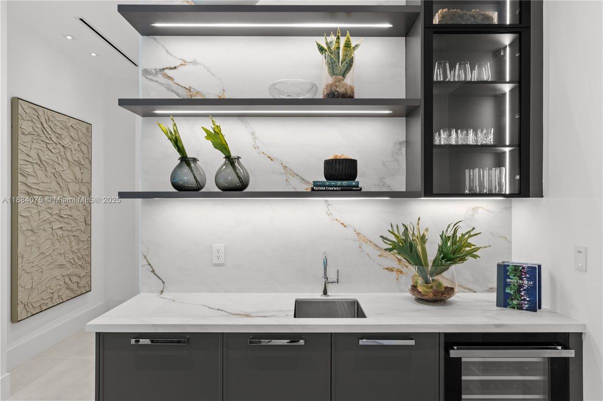 Interior, Kitchen, Marble Walls, Recessed Lighting