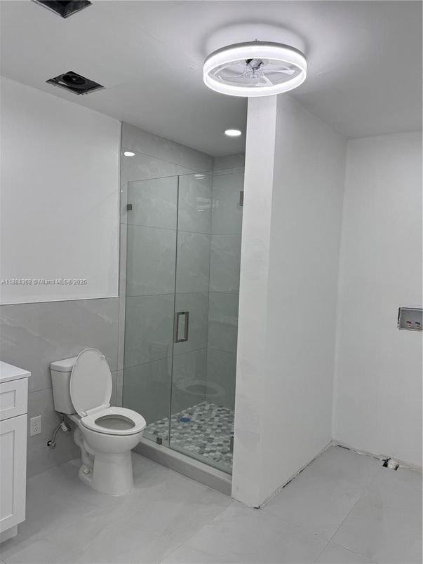 Bathroom, Glass Shower, Interior, Recessed Lighting
