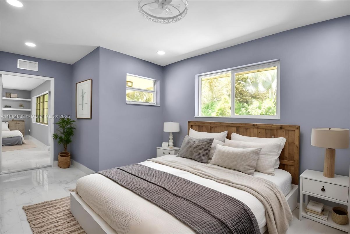 Bedroom, Interior, Marble, Recessed Lighting
