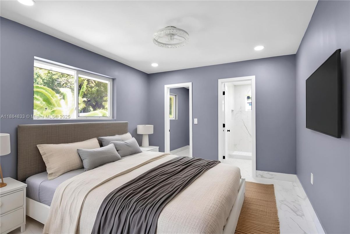 Bedroom, Interior, Marble, Marble Walls, Recessed Lighting