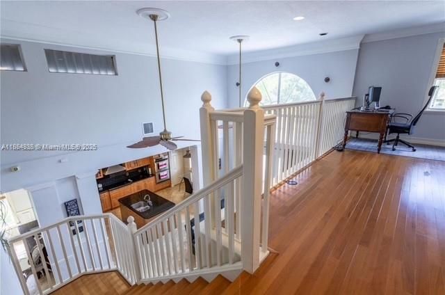 Home Office, Interior, Pendant Lights, Recessed Lighting, Wood Texture Flooring