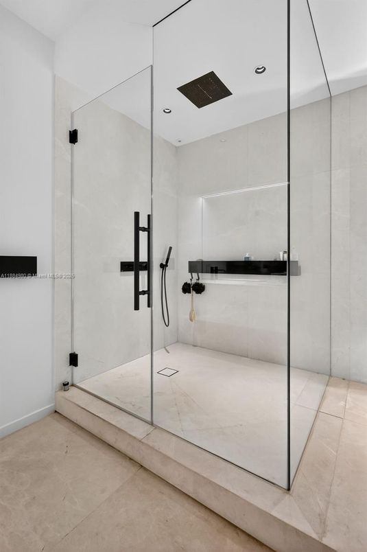 Bathroom, Glass Shower, Interior, Recessed Lighting