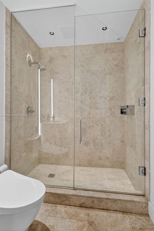 Bathroom, Glass Shower, Interior, Recessed Lighting