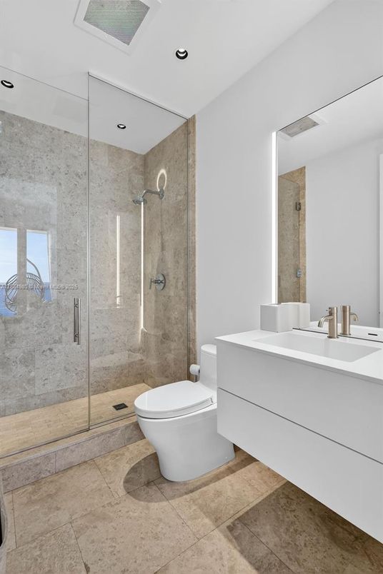Bathroom, Glass Shower, Interior, Recessed Lighting
