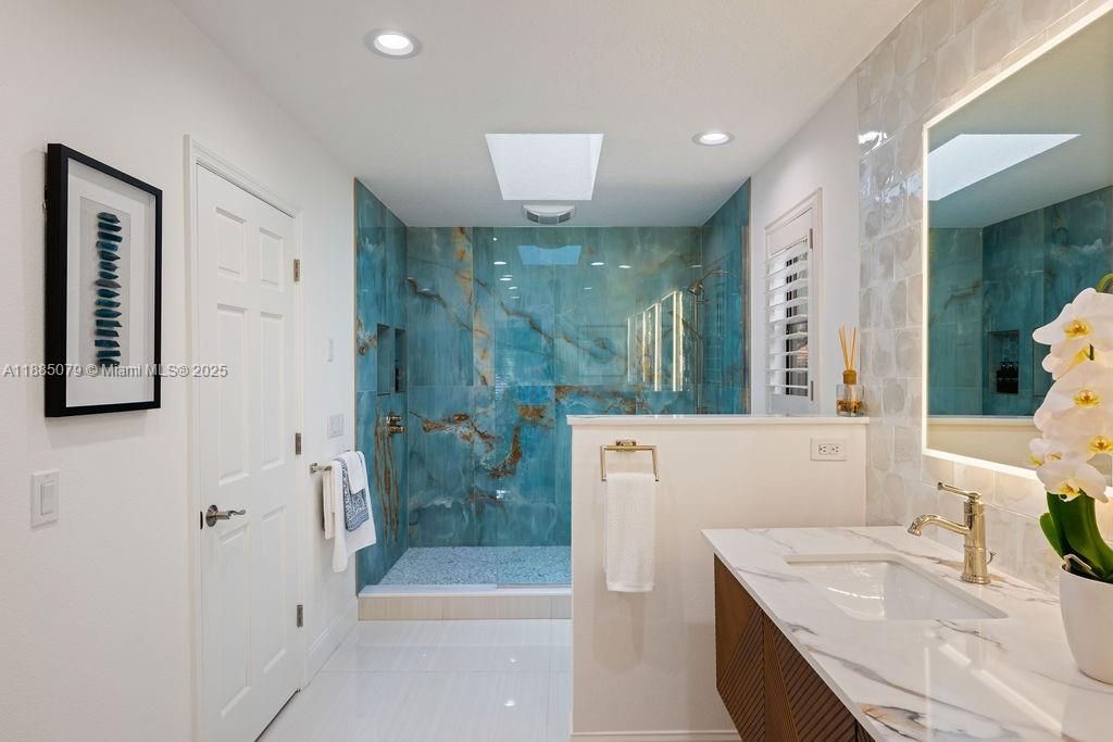Bathroom, Glass Shower, Interior, Recessed Lighting