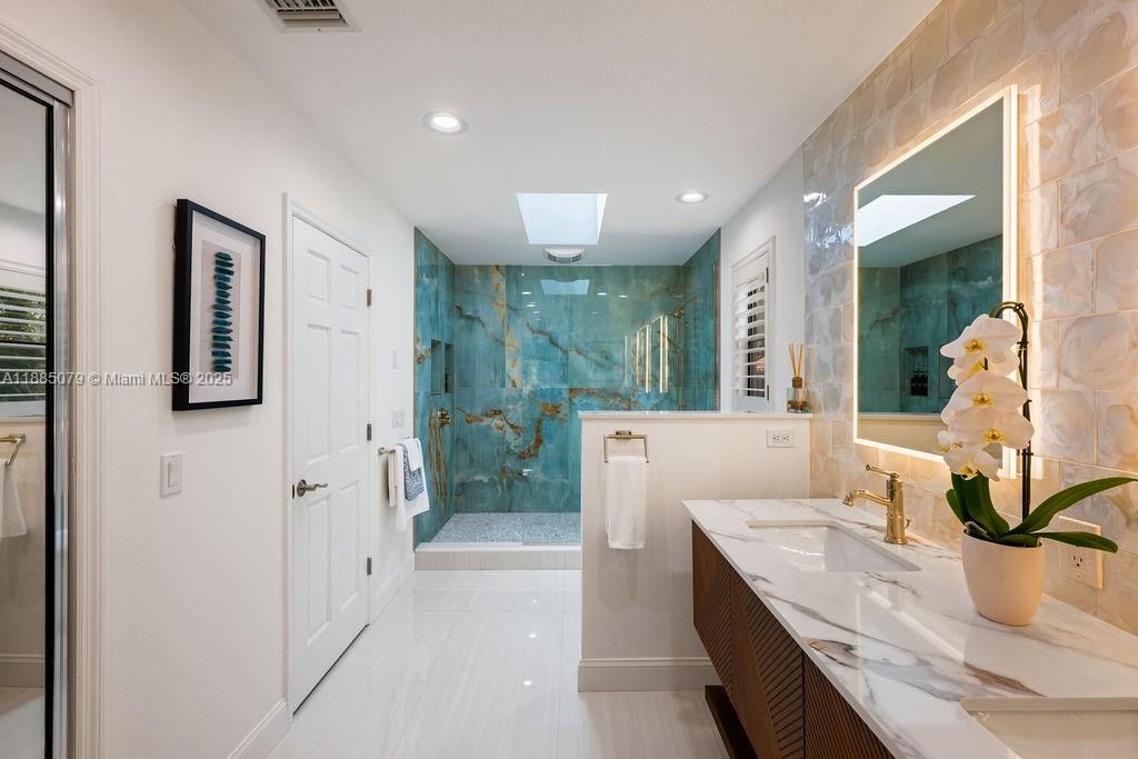Bathroom, Glass Shower, Interior, Recessed Lighting