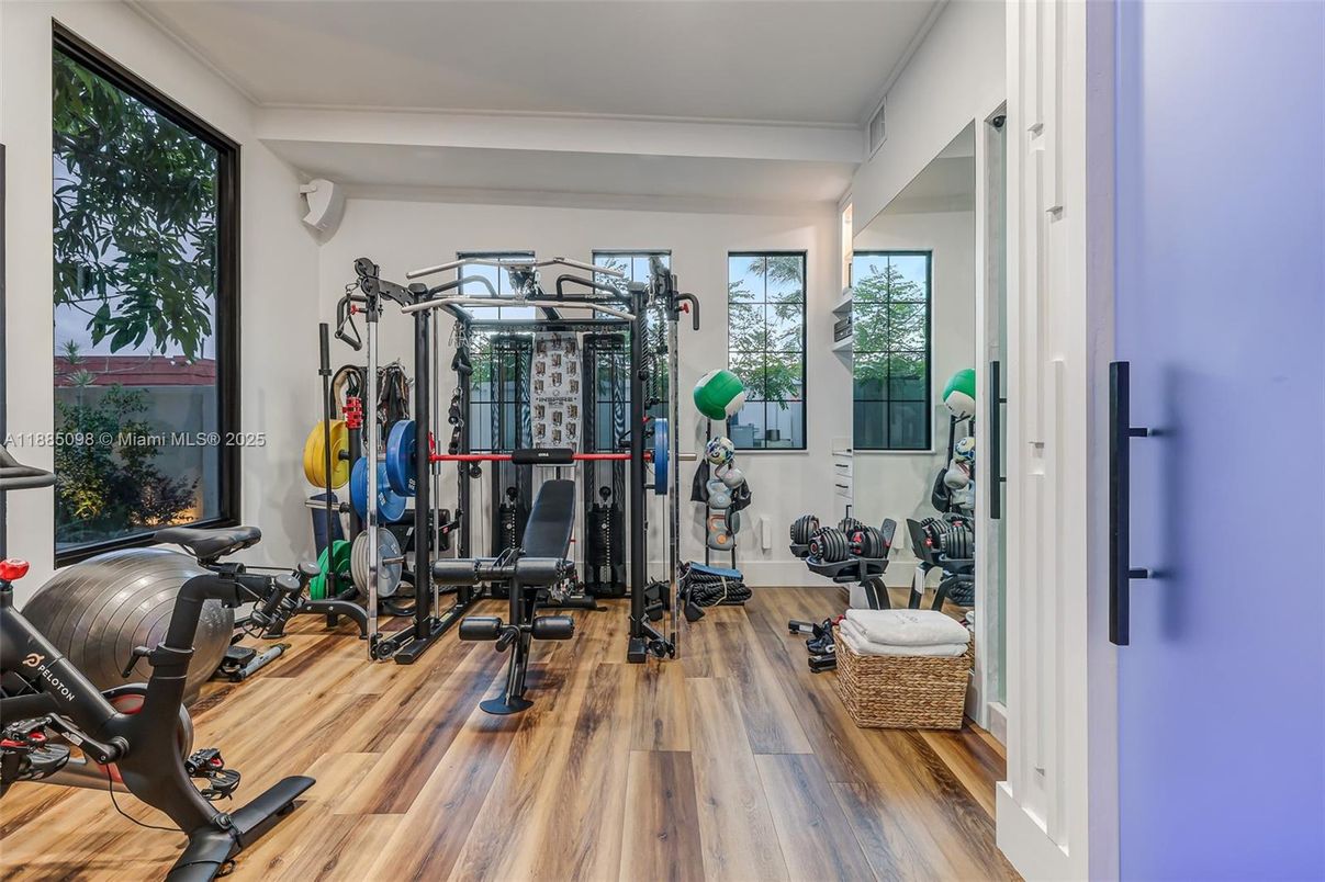 Fitness Equipment, Gym, Interior, Wood Texture Flooring