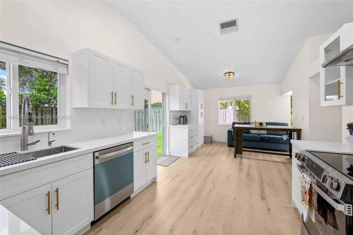 Interior, Kitchen, Stainless Steel Appliances, Wood Texture Flooring