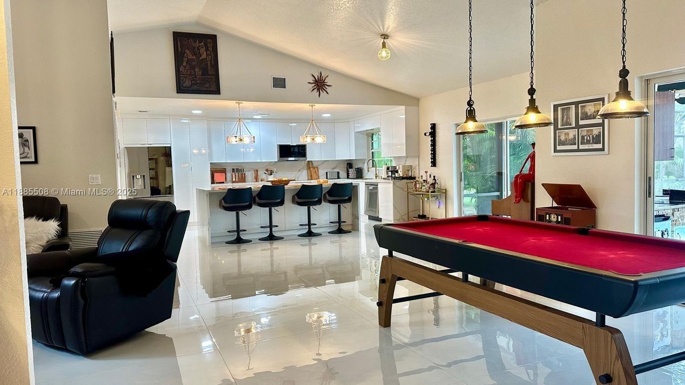 Billiard Table, Game Room, Interior, Kitchen, Pendant Lights, Recessed Lighting