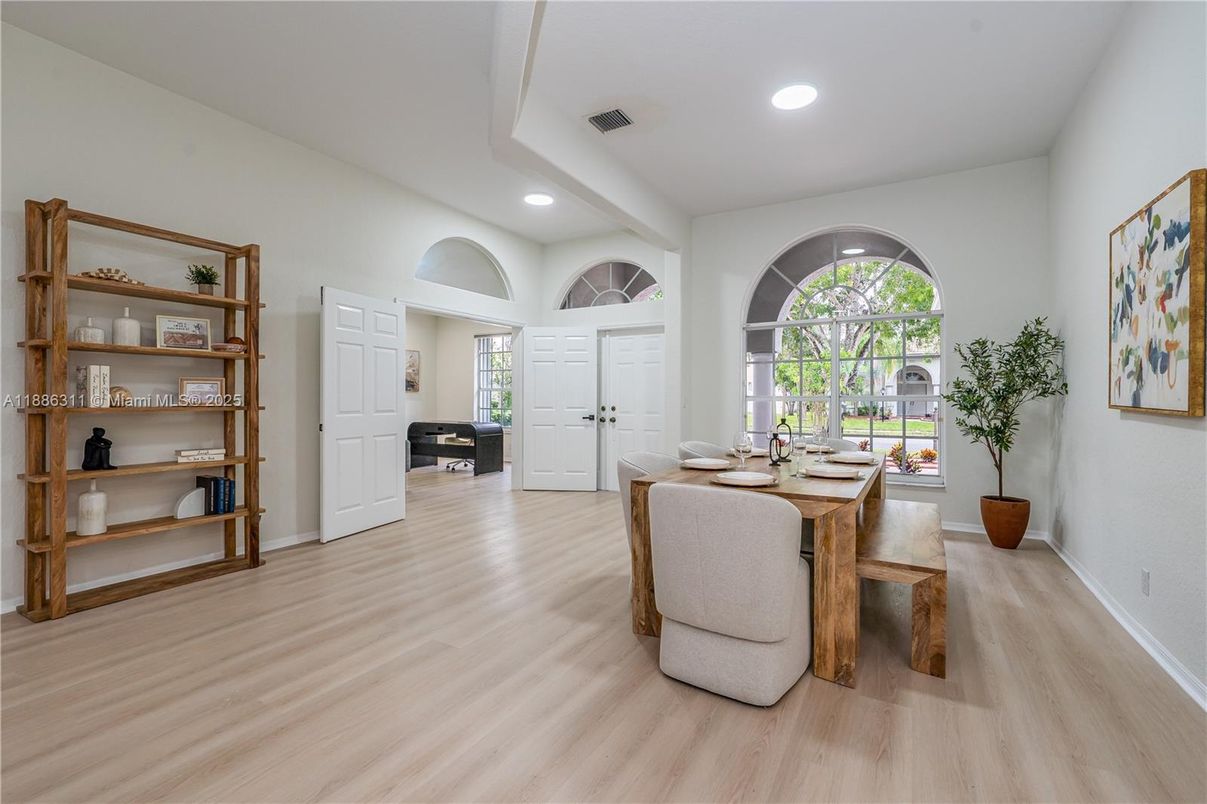 Home Office, Interior, Recessed Lighting, Wood Texture Flooring