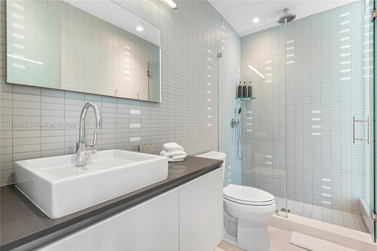 Bathroom, Glass Shower, Interior, Recessed Lighting